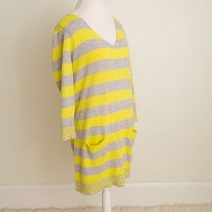 New Yellow and Grey Striped Sweater Dress